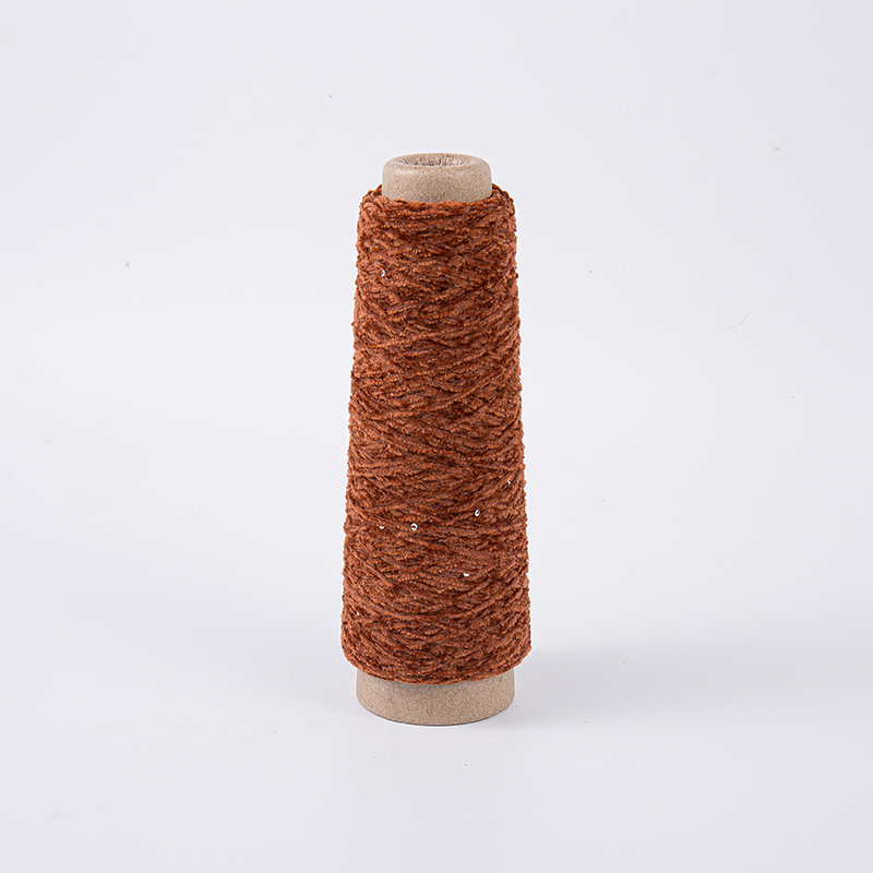 Hellbraunes Chenille -Garn Polyester Paillette Garn